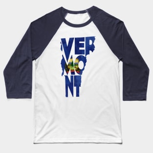 Vermont Typo Map Baseball T-Shirt